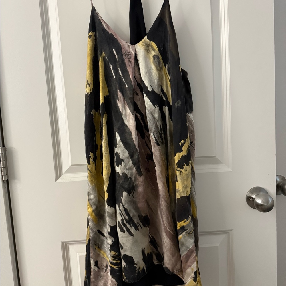 Amour Vert Water Color Racer Back Silk Dress